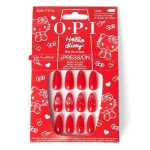 imageOPI xPRESSON Press on Nails  Long Almond Shape Nail Art  30 Count With Glue  Instant GelLike Salon Manicure  Hello Kitty Limited Edition CollectionBowtiful