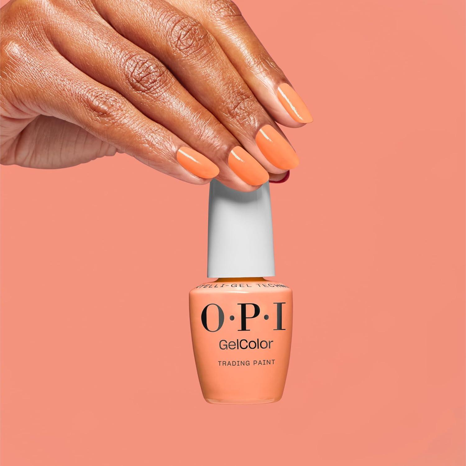 imageOPI GelColor Gel Nail Polish  Opaque Bright Crme UV Cure Gel Nail Polish  Vegan ampamp HEMA Free Long Lasting High ShineTrading Paint