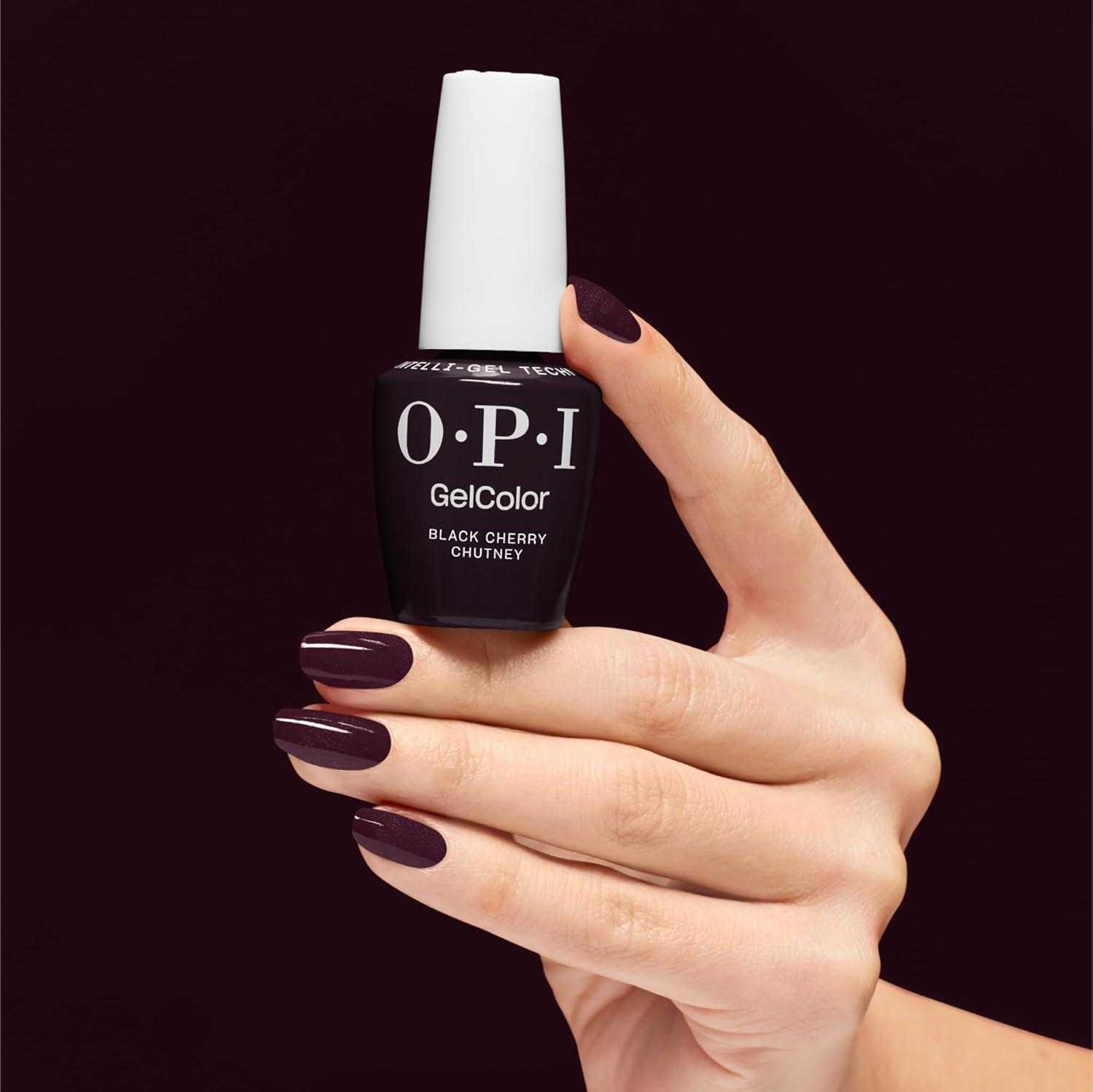 imageOPI GelColor Gel Nail Polish  Opaque Glitter ampamp Metallic UV Cure Gel Nail Polish  Vegan ampamp HEMA Free Long Lasting High ShineBlack Cherry Chutney