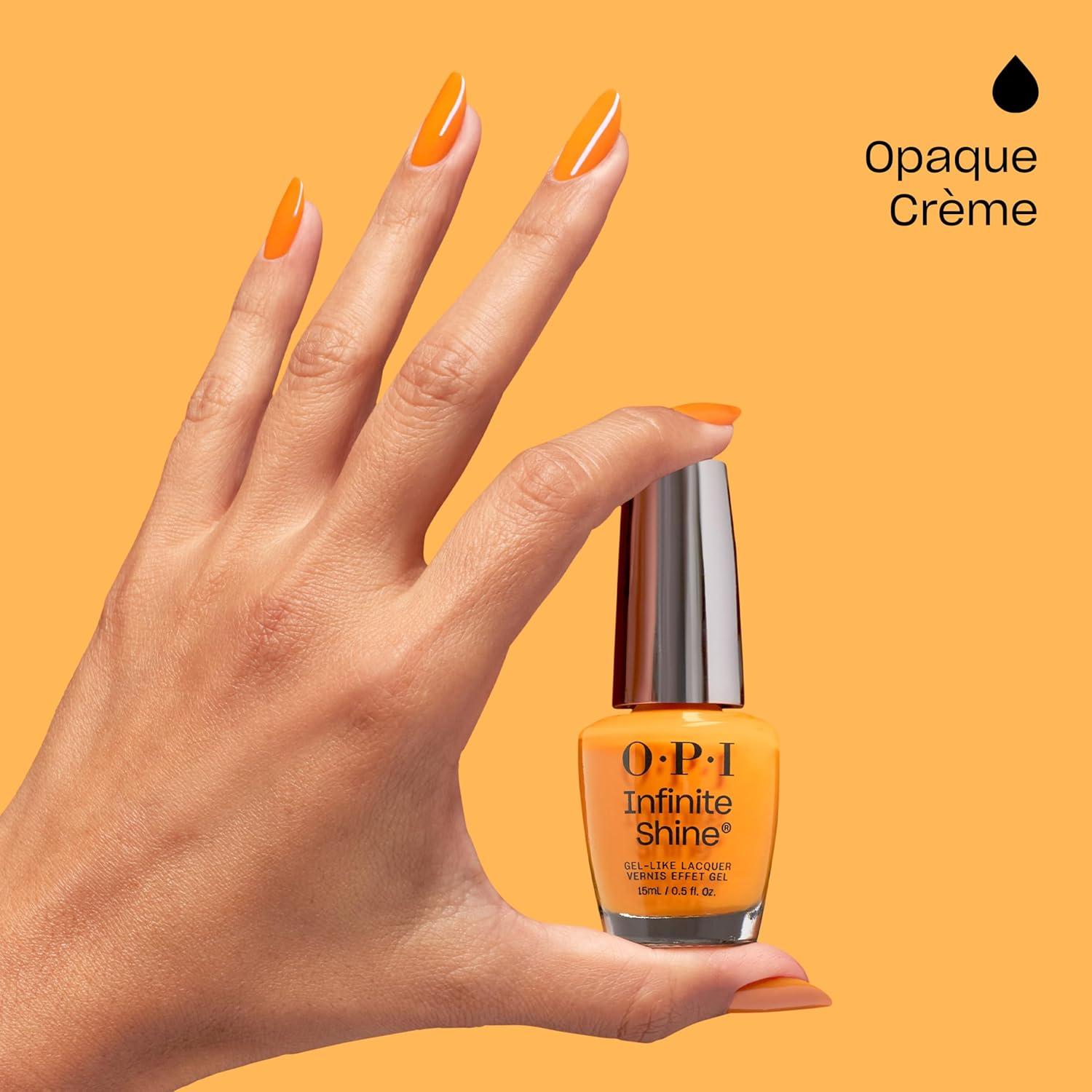 imageOPI Infinite Shine GelLike Lacquer  Opaque Crme Glitter and Sheer Jelly Long Lasting Wear Vegan Nail Polish Shades  Make Em Jelly Collection  Summer 2025Vogue Into the Sunset  Opaque Bright Orange