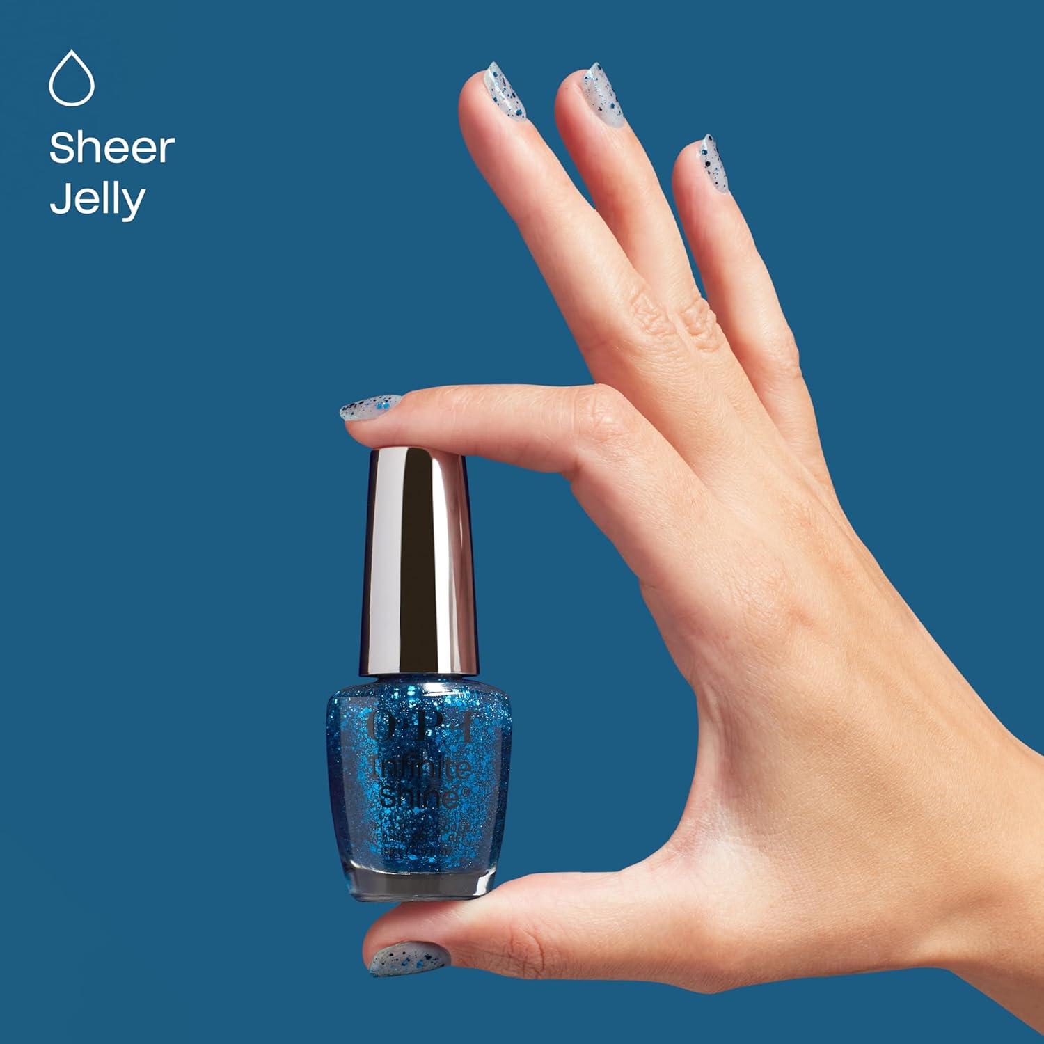 imageOPI Infinite Shine GelLike Lacquer  Opaque Crme Glitter and Sheer Jelly Long Lasting Wear Vegan Nail Polish Shades  Make Em Jelly Collection  Summer 2025Dust the Competition  Jelly Dark Blue Glitter