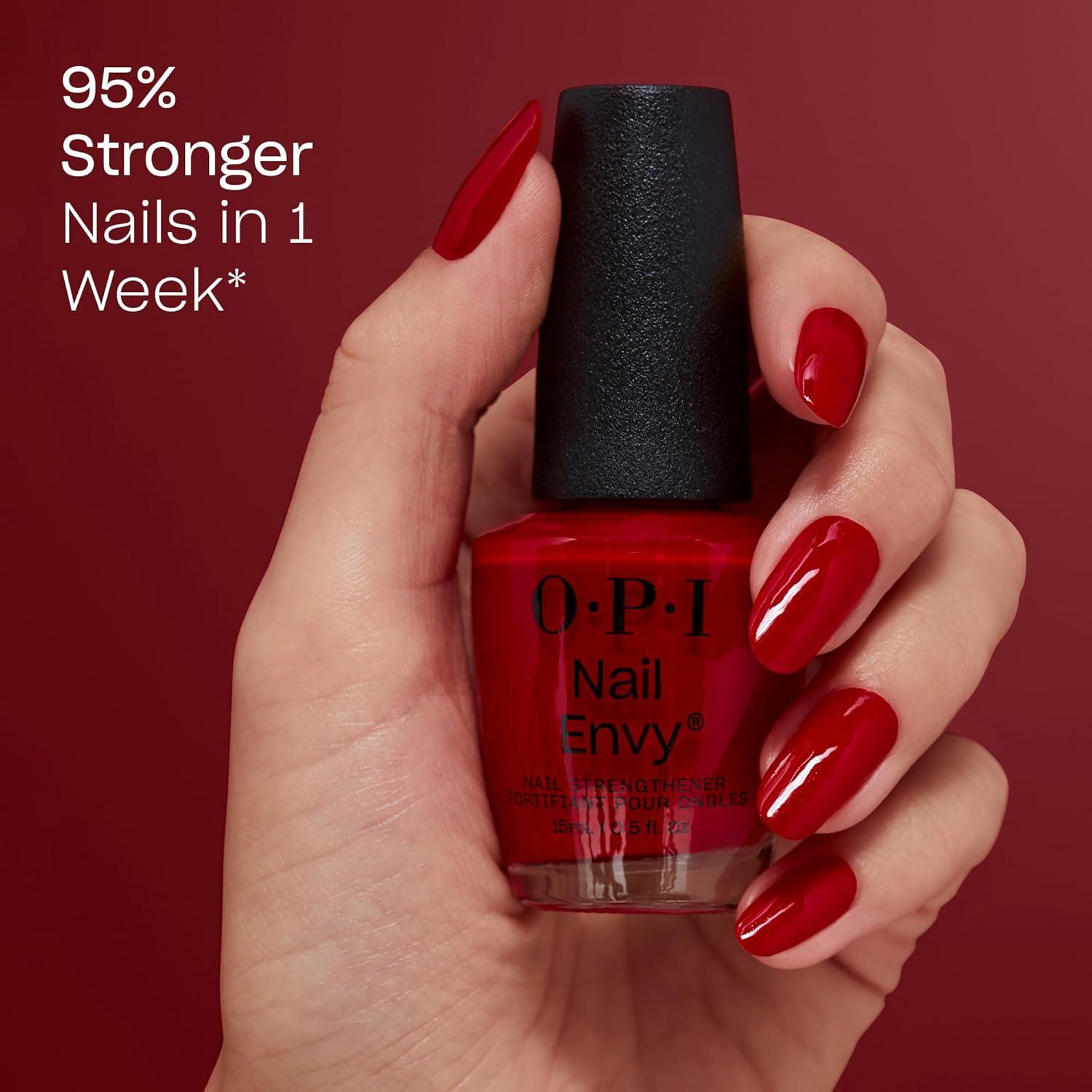 imageOPI Nail Envy Nail Strengthener  Clear ampamp Opaque Crme Nail Polish Treatment  Strengthen Weak ampamp Thin NailsBig Apple Red