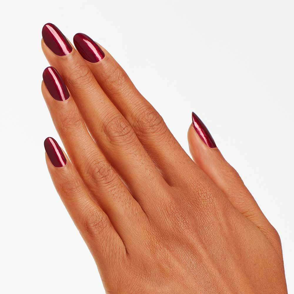 imageOPI Nail Lacquer Nail Polish  Opaque Bright Red Shimmer Chip Resistant Nail Polish  Vegan Fast Drying Streak FreeBogot Blackberry