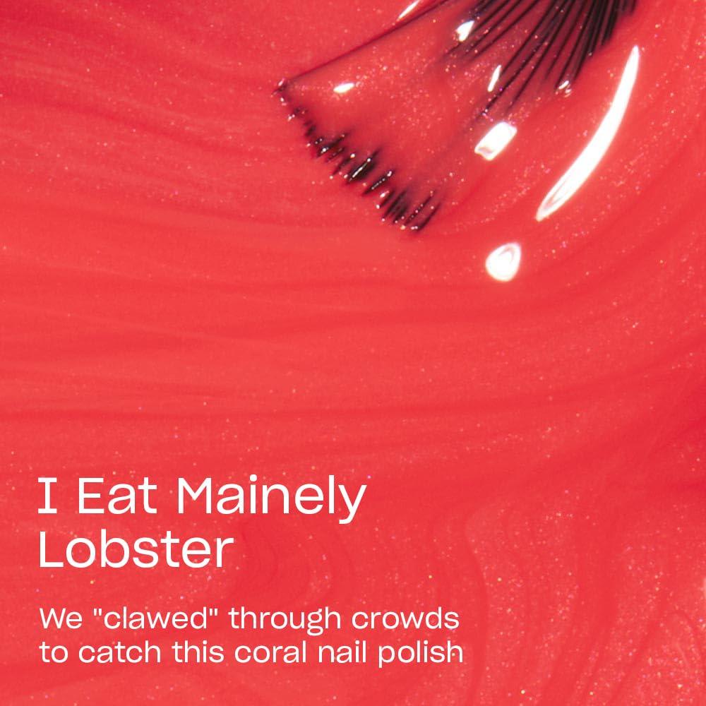 imageOPI Nail Lacquer Nail Polish  Opaque Bright Red Shimmer Chip Resistant Nail Polish  Vegan Fast Drying Streak FreeI Eat Mainely Lobster