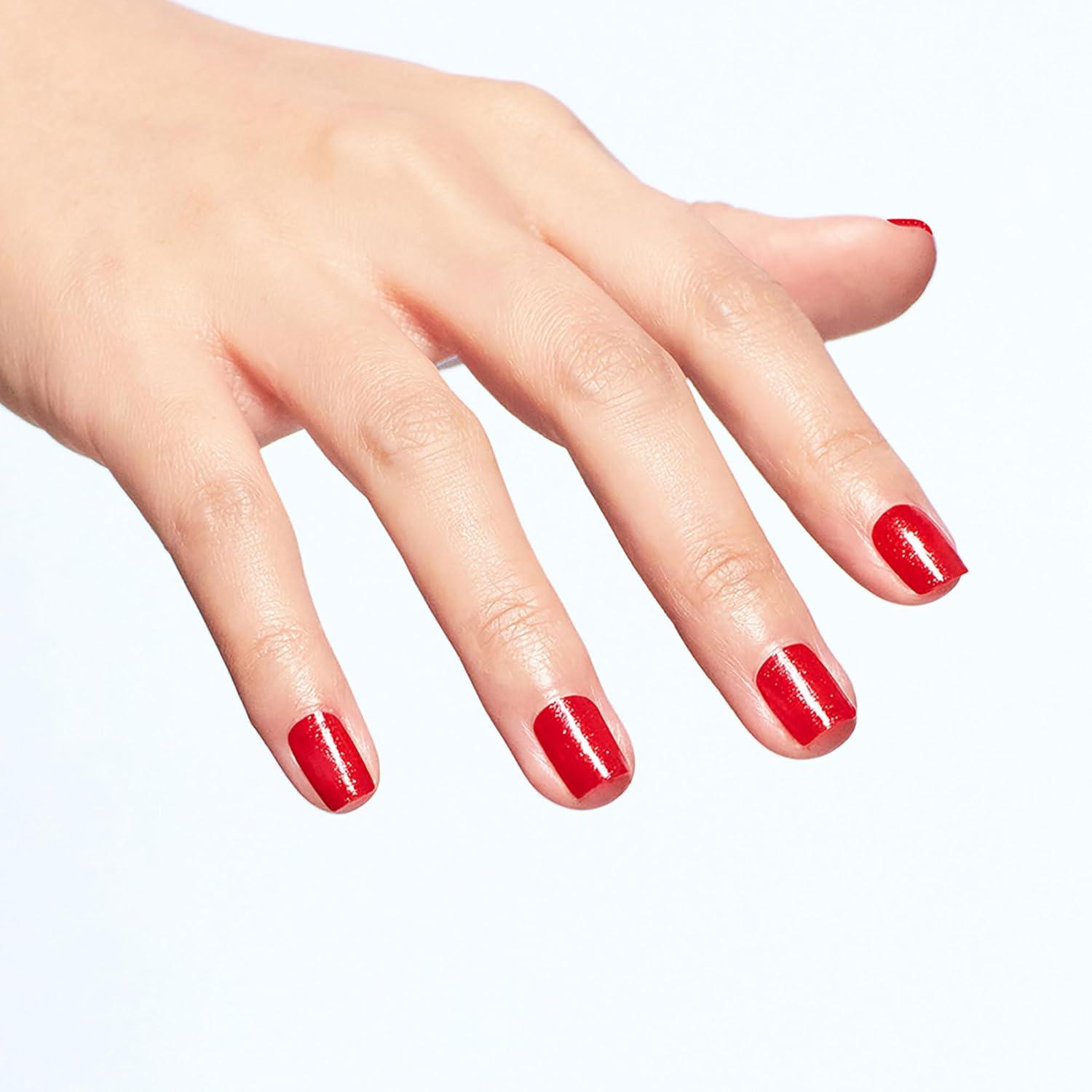 imageOPI Nail Lacquer Nail Polish  Opaque Bright Red Shimmer Chip Resistant Nail Polish  Vegan Fast Drying Streak FreeLeft Your Texts on Red