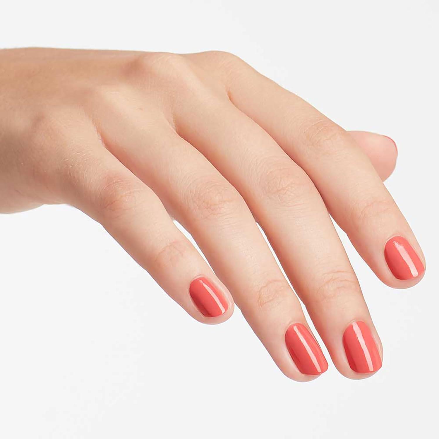 imageOPI Nail Lacquer Nail Polish  Opaque Bright Red Shimmer Chip Resistant Nail Polish  Vegan Fast Drying Streak FreeMy Address is Hollywood
