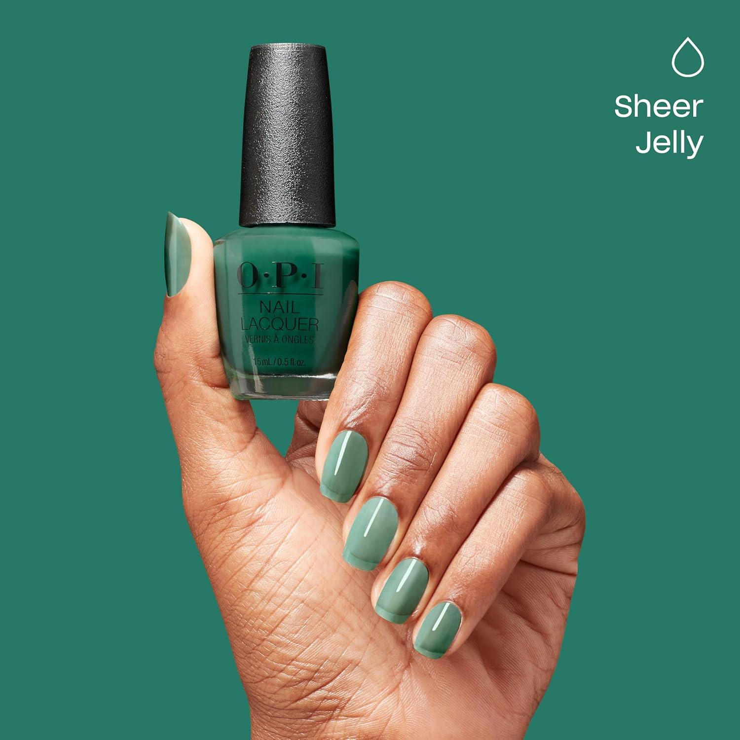 imageOPI Nail Lacquer Nail Polish  Opaque Crme Sheer Jelly Nail Polish Shades  Fast Drying Streak Free and Chip Resistant Wear  Make Em Jelly Collection  Summer 2025PoseinIvy  Semisheer Dark Forest Green