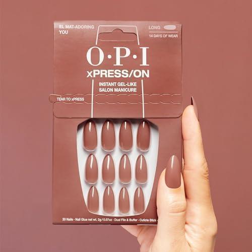 imageOPI xPRESSON Press on Nails  Long Almond Shape Nail Art  30 Count With Glue  Instant GelLike Salon Manicure  Long Lasting Reusable NondamagingEl MatAdoring You