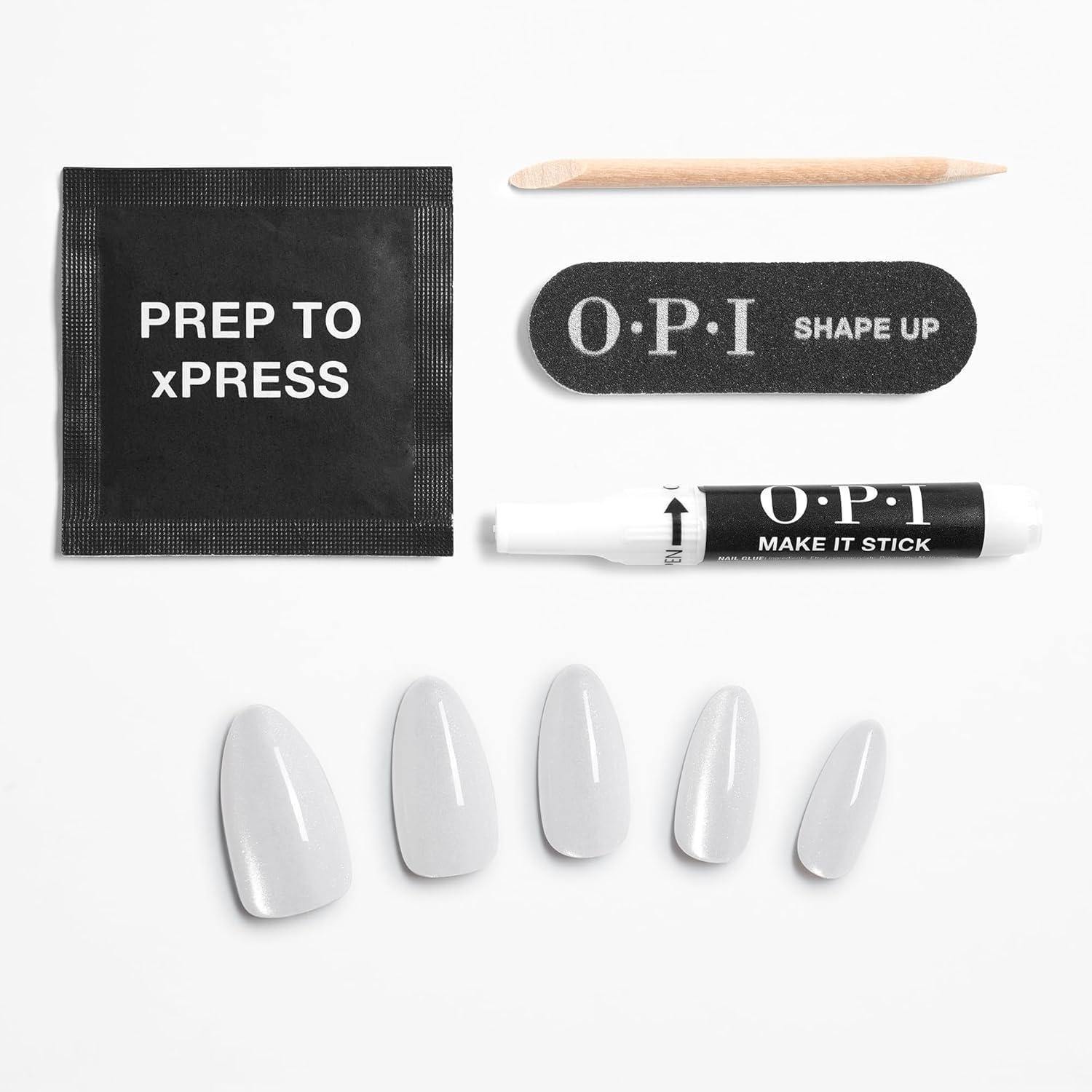 imageOPI xPRESSON Press on Nails  Long Almond Shape Nail Art  30 Count With Glue  Instant GelLike Salon Manicure  Long Lasting Reusable NondamagingGlass Slipper
