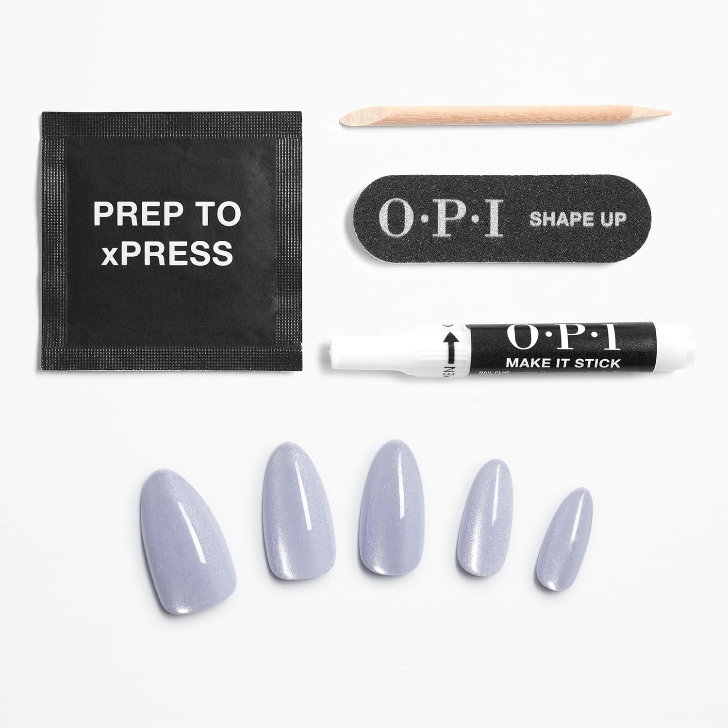 imageOPI xPRESSON Press on Nails  Long Almond Shape Nail Art  30 Count With Glue  Instant GelLike Salon Manicure  Long Lasting Reusable NondamagingTrailglazer