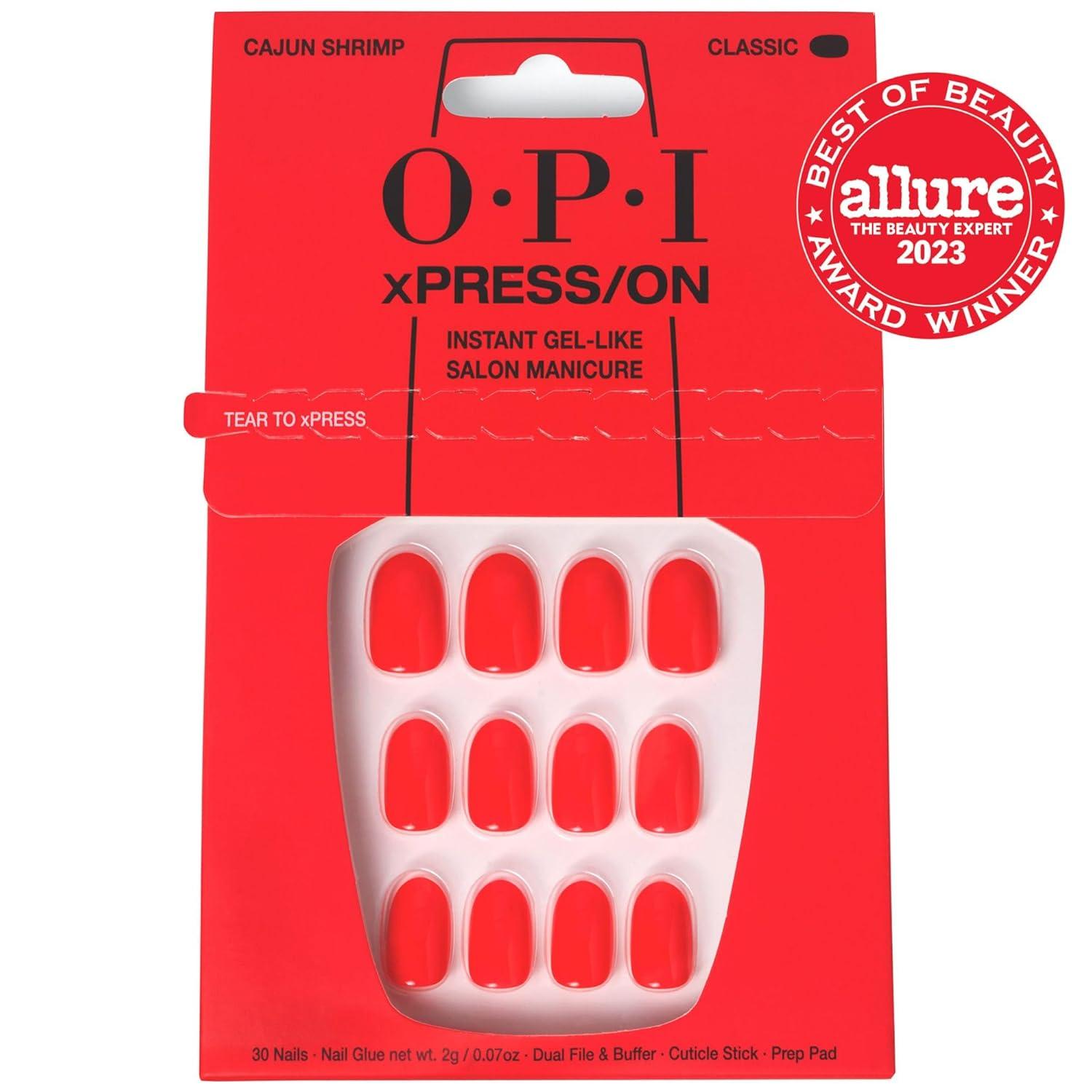 imageOPI xPRESSON Press on Nails  Short Round Classic Shape Nail Art  Light to Neutral Colors  30 Count With Glue  Instant GelLike Salon Manicure  Long Lasting Reusable NondamagingCajun Shrimp