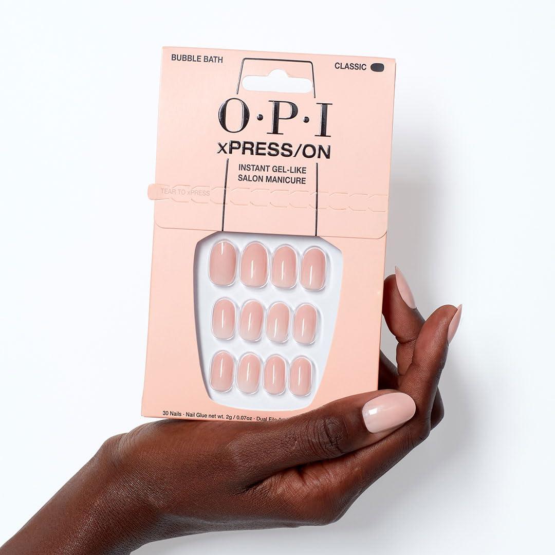 imageOPI xPRESSON Press on Nails  Short Round Classic Shape Nail Art  Light to Neutral Colors  30 Count With Glue  Instant GelLike Salon Manicure  Long Lasting Reusable NondamagingBubble Bath
