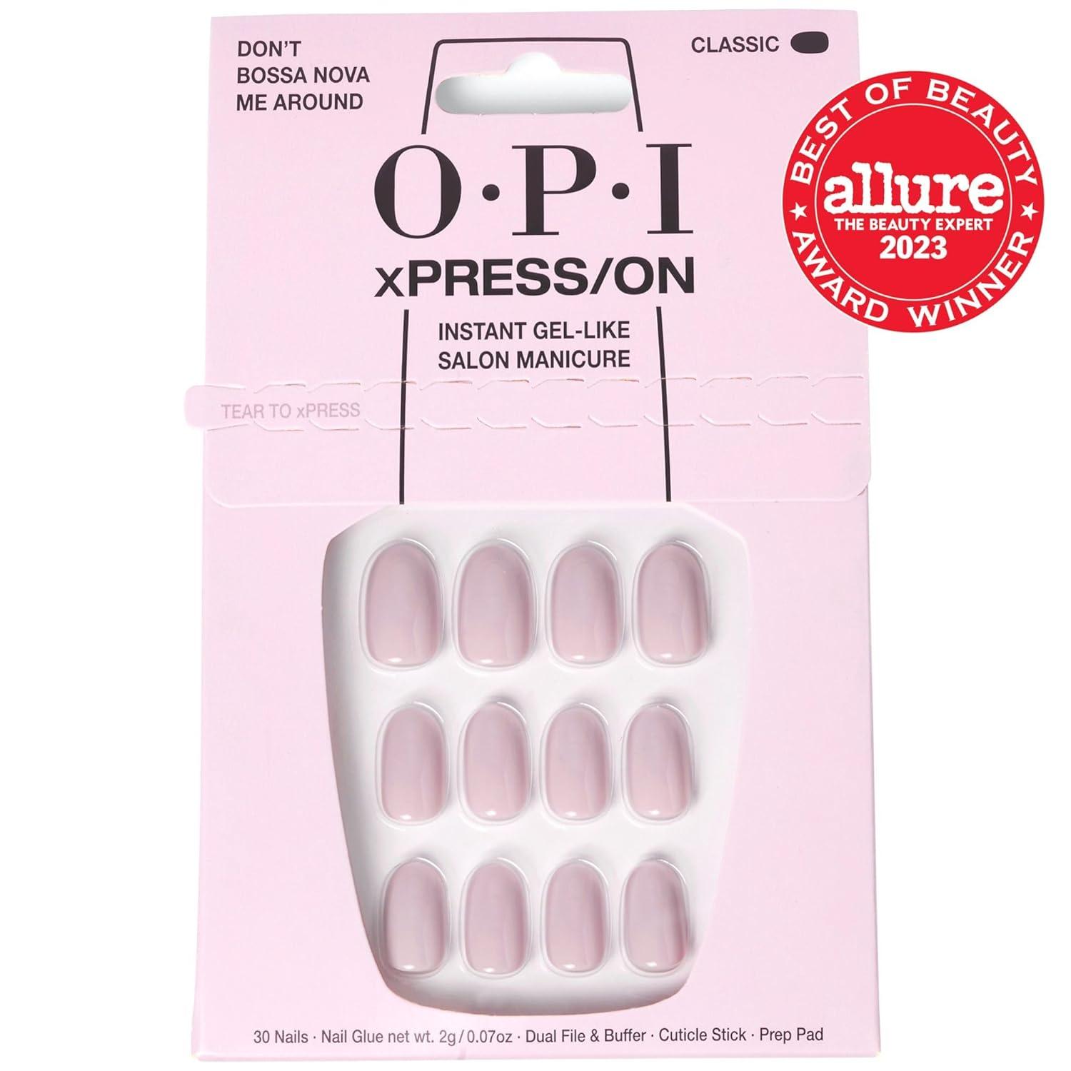 imageOPI xPRESSON Press on Nails  Short Round Classic Shape Nail Art  Light to Neutral Colors  30 Count With Glue  Instant GelLike Salon Manicure  Long Lasting Reusable NondamagingDont Bossa Nova Me Around