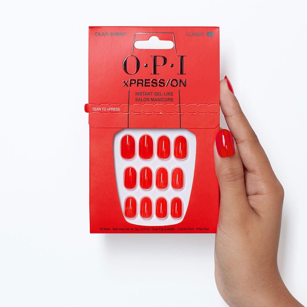imageOPI xPRESSON Press on Nails  Short Round Classic Shape Nail Art  Light to Neutral Colors  30 Count With Glue  Instant GelLike Salon Manicure  Long Lasting Reusable NondamagingCajun Shrimp