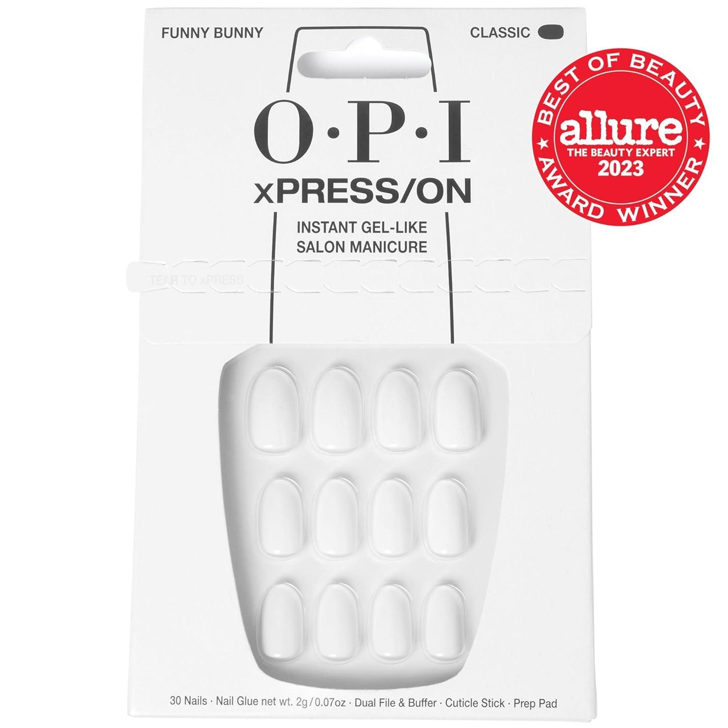 imageOPI xPRESSON Press on Nails  Short Round Classic Shape Nail Art  Light to Neutral Colors  30 Count With Glue  Instant GelLike Salon Manicure  Long Lasting Reusable NondamagingFunny Bunny