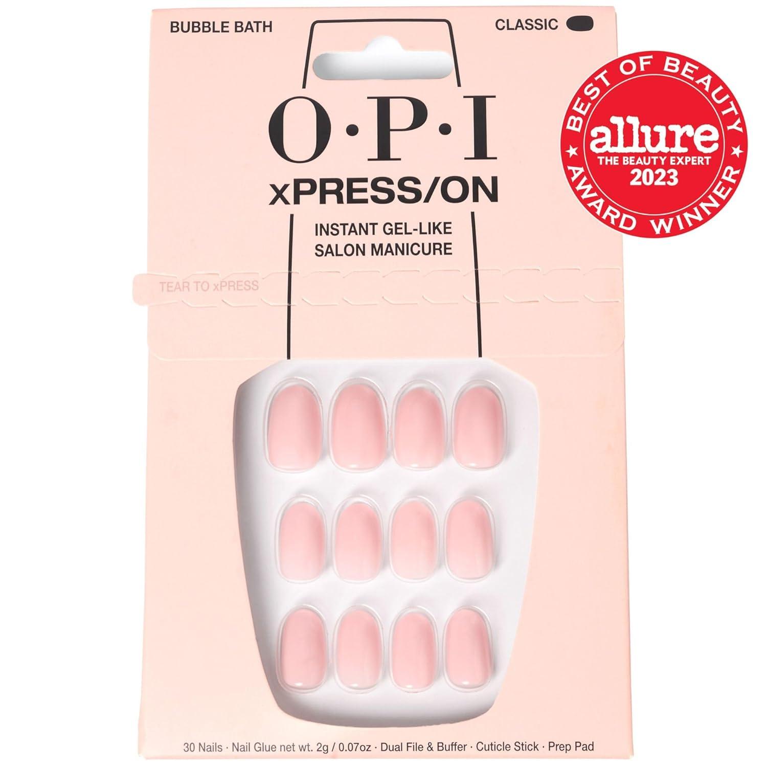 imageOPI xPRESSON Press on Nails  Short Round Classic Shape Nail Art  Light to Neutral Colors  30 Count With Glue  Instant GelLike Salon Manicure  Long Lasting Reusable NondamagingBubble Bath