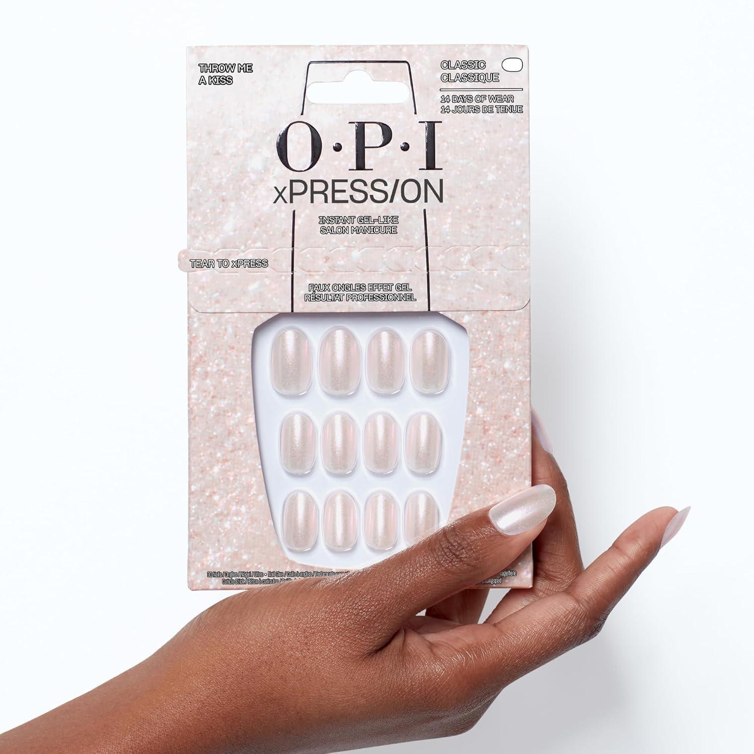 imageOPI xPRESSON Press on Nails  Short Round Classic Shape Nail Art  Light to Neutral Colors  30 Count With Glue  Instant GelLike Salon Manicure  Long Lasting Reusable NondamagingThrow Me a Kiss