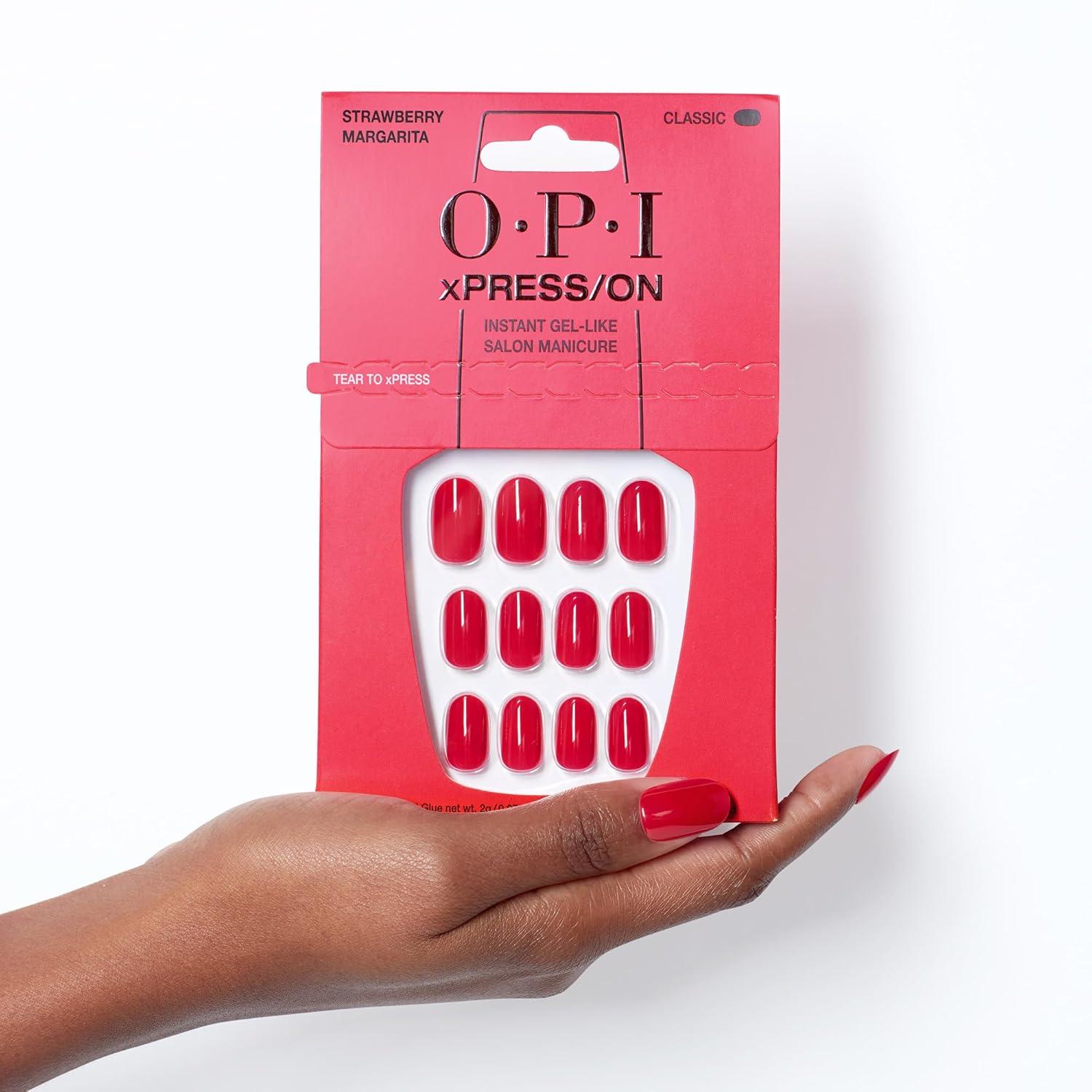 imageOPI xPRESSON Press on Nails  Short Round Classic Shape Nail Art  Light to Neutral Colors  30 Count With Glue  Instant GelLike Salon Manicure  Long Lasting Reusable NondamagingStrawberry Margarita