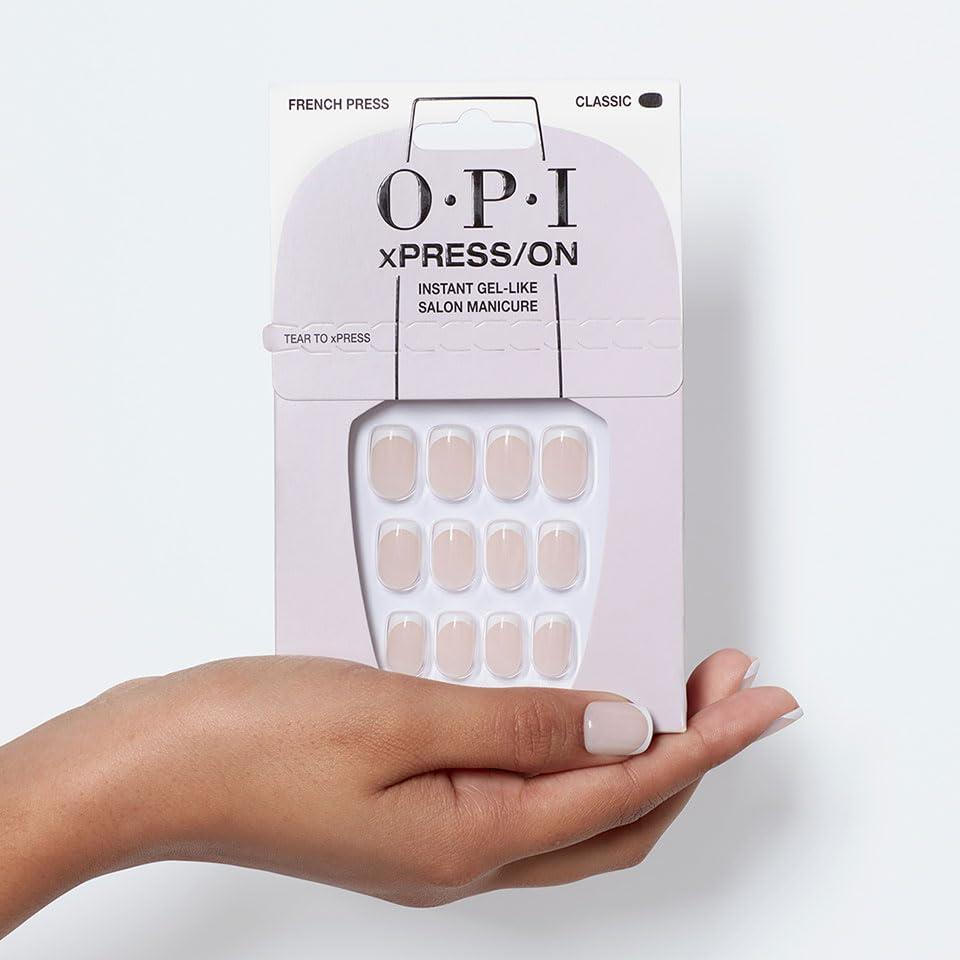 imageOPI xPRESSON Press on Nails  Short Round Classic Shape Nail Art  Light to Neutral Colors  30 Count With Glue  Instant GelLike Salon Manicure  Long Lasting Reusable NondamagingFrench Press