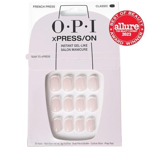 imageOPI xPRESSON Press on Nails  Short Round Classic Shape Nail Art  Light to Neutral Colors  30 Count With Glue  Instant GelLike Salon Manicure  Long Lasting Reusable NondamagingFrench Press