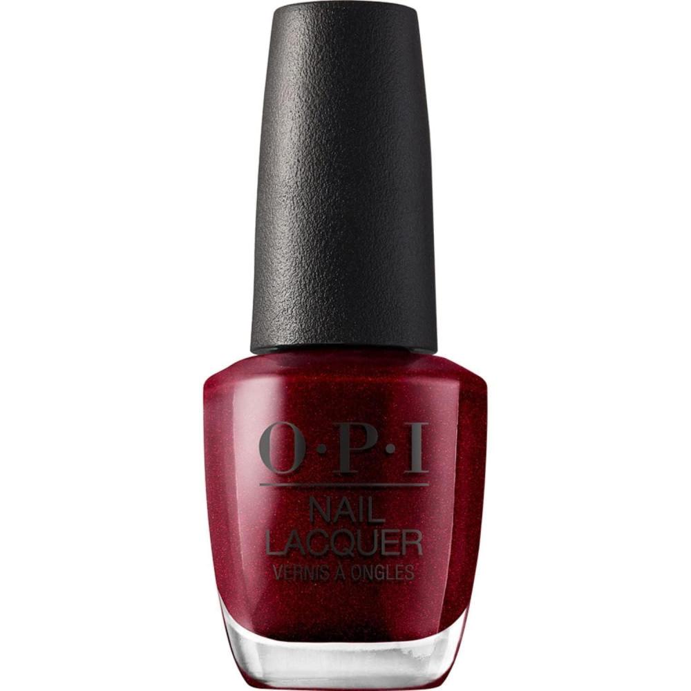 imageOPI Nail Lacquer Nail Polish  Opaque Bright Red Shimmer Chip Resistant Nail Polish  Vegan Fast Drying Streak FreeIm Not Really a Waitress