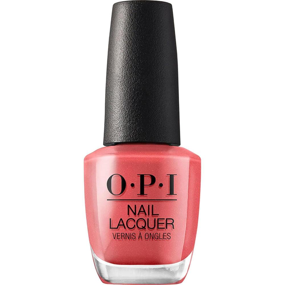 imageOPI Nail Lacquer Nail Polish  Opaque Bright Red Shimmer Chip Resistant Nail Polish  Vegan Fast Drying Streak FreeMy Address is Hollywood