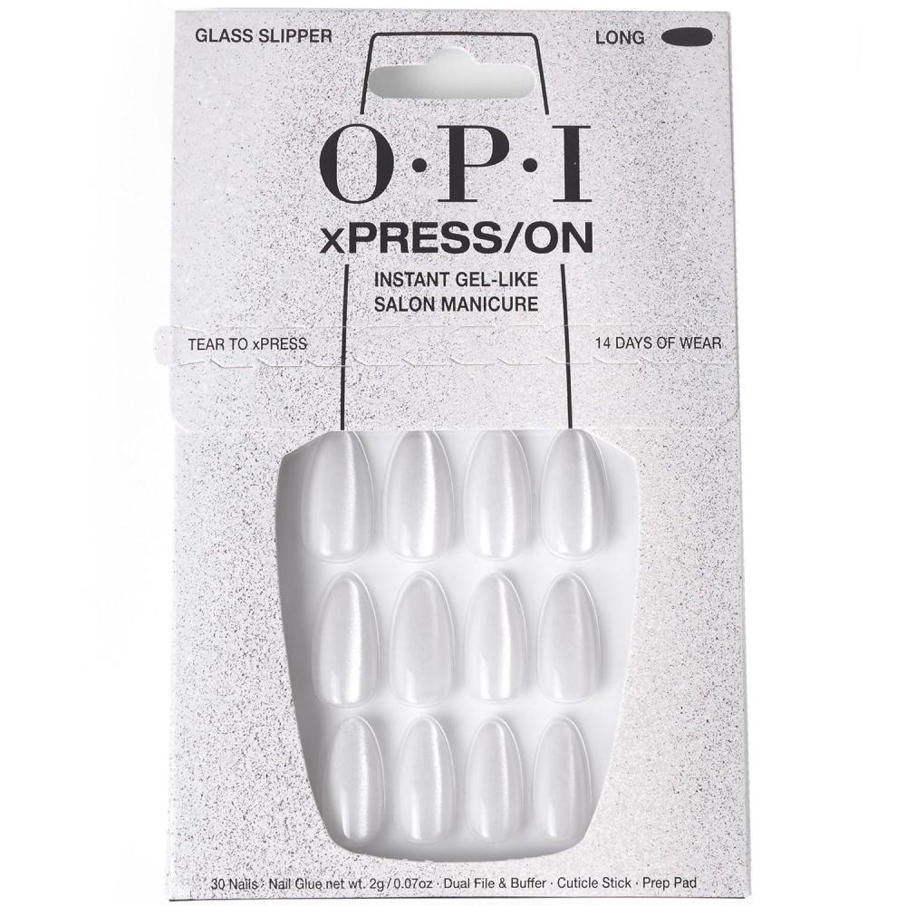 imageOPI xPRESSON Press on Nails  Long Almond Shape Nail Art  30 Count With Glue  Instant GelLike Salon Manicure  Long Lasting Reusable NondamagingGlass Slipper