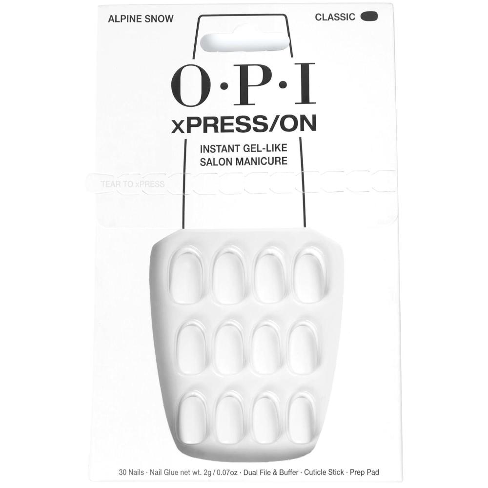 imageOPI xPRESSON Press on Nails  Short Round Classic Shape Nail Art  Light to Neutral Colors  30 Count With Glue  Instant GelLike Salon Manicure  Long Lasting Reusable NondamagingAlpine Snow