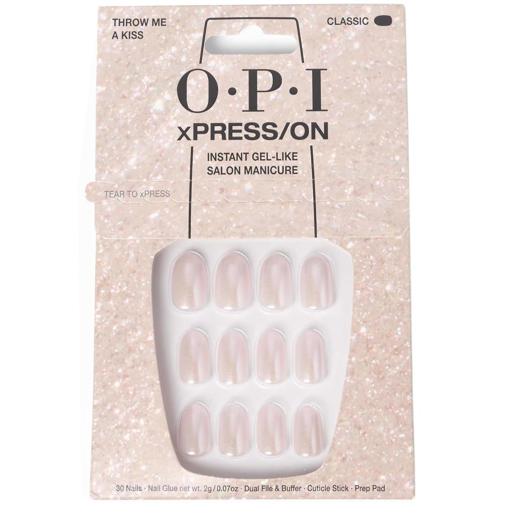 imageOPI xPRESSON Press on Nails  Short Round Classic Shape Nail Art  Light to Neutral Colors  30 Count With Glue  Instant GelLike Salon Manicure  Long Lasting Reusable NondamagingThrow Me a Kiss