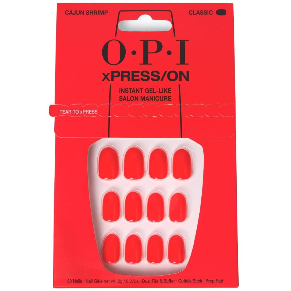 imageOPI xPRESSON Press on Nails  Short Round Classic Shape Nail Art  Light to Neutral Colors  30 Count With Glue  Instant GelLike Salon Manicure  Long Lasting Reusable NondamagingCajun Shrimp