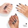imageOPI On Point Swirl Next Door  Short Round Black with Abstract Swirls Nail Art Press On Nails  24 Count with Nail Glue  Long Lasting Reusable Nondamaging  Fall 2025 Shades