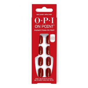 imageOPI On Point Big Candy Apple Red  Short Round Bright Red with Gold Glitter Nail Art Press On Nails  24 Count with Nail Glue  Long Lasting Reusable Nondamaging  Fall 2025 Shades