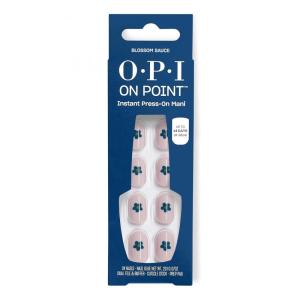 imageOPI On Point Blossom Sauce  Short Round Light Lavender with Blue Flower Nail Art Press On Nails  24 Count with Glue  Long Lasting Reusable Nondamaging  Fall 2025 Shades