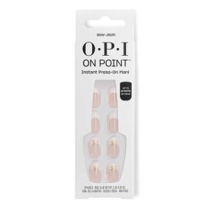 imageOPI On Point Bowjour  Short Round Nude ampamp White French Tip with Gold Bow Design Nail Art Press On Nails  24 Count with Glue  Long Lasting Reusable Nondamaging  Fall 2025 Shades