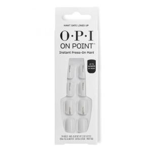 imageOPI On Point Hawt Date Lined Up  Short Round White with Silver Shimmer Nail Art Press On Nails  24 Count with Glue  Long Lasting Reusable Nondamaging  Fall 2025 Shades