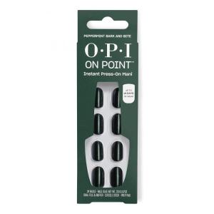 imageOPI On Point Peppermint Bark and Bite  Short Round Dark Green Silver Shimmer Press On Nails  24 Count with Nail Glue  Long Lasting Reusable Nondamaging  Fall 2025 Shades