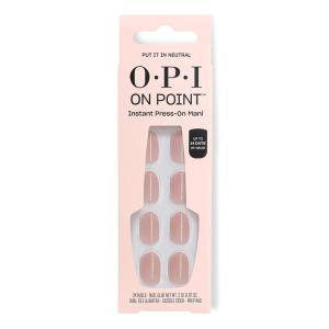 imageOPI On Point Put it in Neutral  Short Round Soft Nude Beige Pink Press On Nails  24 Count with Nail Glue  Long Lasting Reusable Nondamaging  Fall 2025 Shades