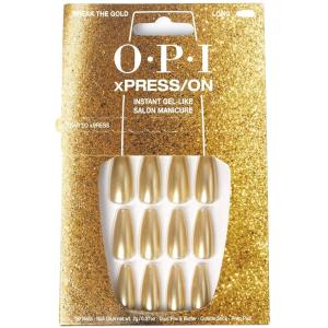 imageOPI xPRESSON Press on Nails  Long Coffin Shape Nail Art  30 Count With Glue  Instant GelLike Salon Manicure  Long Lasting Reusable NondamagingBreak the Gold