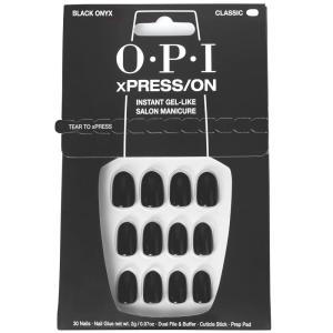 imageOPI xPRESSON Press on Nails  Short Round Classic Shape Nail Art  Dark Colors  30 Count With Glue  Instant GelLike Salon Manicure  Long Lasting Reusable NondamagingBlack Onyx