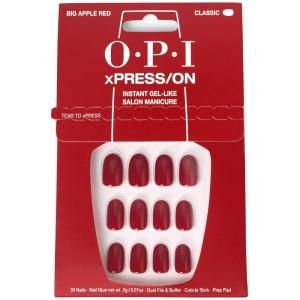 imageOPI xPRESSON Press on Nails  Short Round Classic Shape Nail Art  Dark Colors  30 Count With Glue  Instant GelLike Salon Manicure  Long Lasting Reusable NondamagingBig Apple Red