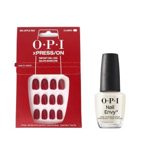 imageBundle of OPI xPressOn Press On Nails With Nail Glue Short Red Nails Big Apple Red  OPI Nail Envy Nail Strengthening Treatment Stronger Nails in 1 Week Vegan Formula 05 fl oz