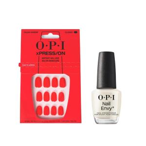 imageBundle of OPI xPressOn Press On Nails With Nail Glue Short Red Nails Cajun Shrimp  OPI Nail Envy Nail Strengthening Treatment Stronger Nails in 1 Week Vegan Formula 05 fl oz