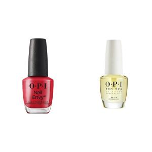 imageOPI Nail Envy Nail Strengthening Treatment Stronger Nails in 1 Week Vegan Formula Big Apple Red and OPI ProSpa Nail and Cuticle Oil 05 fl oz