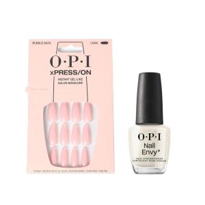 imageBundle of OPI xPressOn Press On Nails With Nail Glue Long Neutral Coffin Shape Nails Bubble Bath  OPI Nail Envy Nail Strengthening Treatment Stronger Nails in 1 Week Vegan Formula 05 fl oz