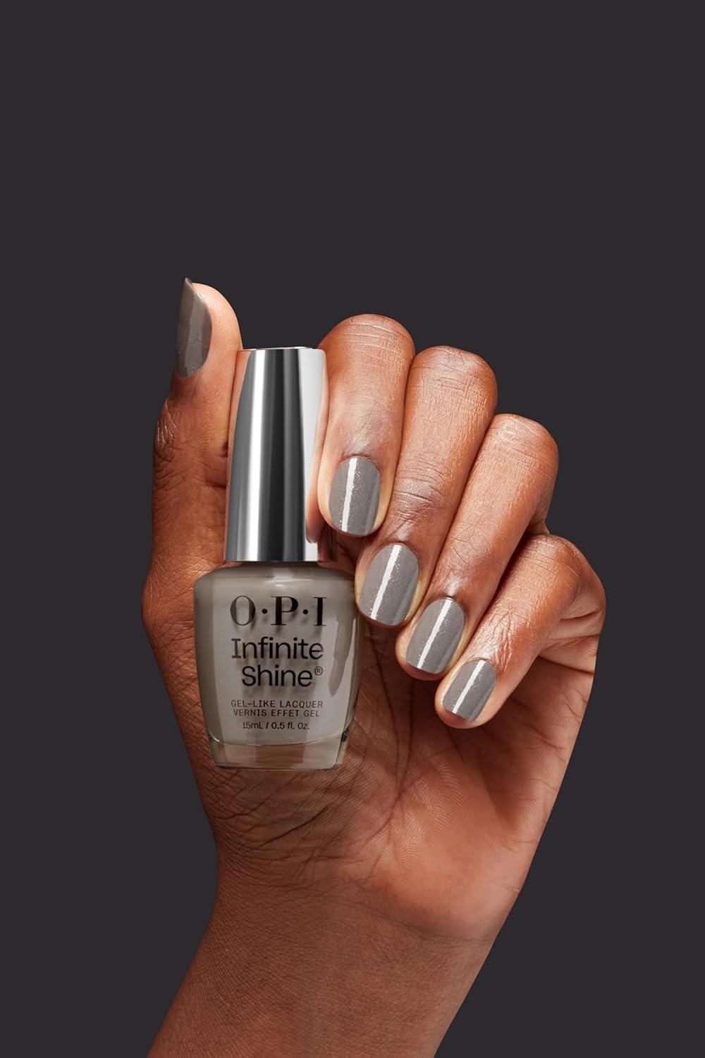 imageOPI Infinite Shine GelLike Lacquer  Opaque Crme Shimmer and Sheer Long Lasting Wear Vegan Nail Polish Shades  Whats Your Manitude  Fall 2025Belly Button Bling  SemiSheer Dark Soft Grey Silver Shimmer
