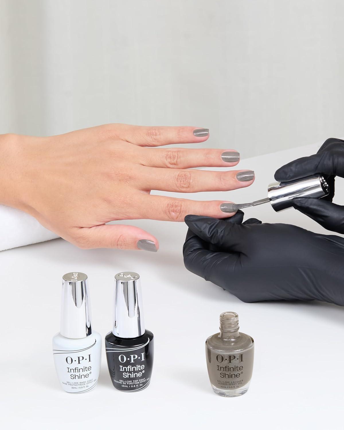 imageOPI Infinite Shine GelLike Lacquer  Opaque Crme Shimmer and Sheer Long Lasting Wear Vegan Nail Polish Shades  Whats Your Manitude  Fall 2025Belly Button Bling  SemiSheer Dark Soft Grey Silver Shimmer