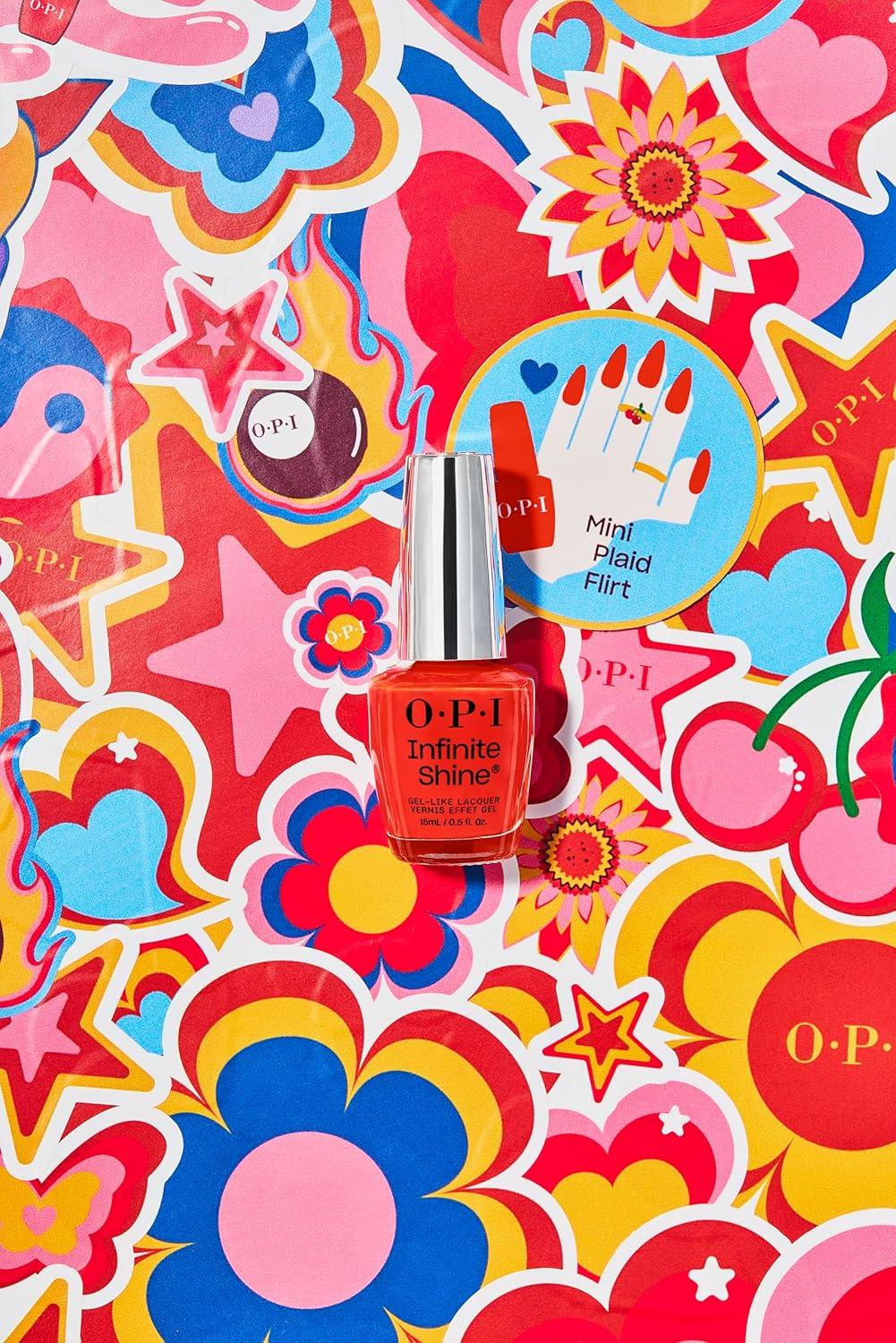 imageOPI Infinite Shine GelLike Lacquer  Opaque Crme Shimmer and Sheer Long Lasting Wear Vegan Nail Polish Shades  Whats Your Manitude  Fall 2025Mini Plaid Flirt  SemiSheer Bright Warm Red Orange