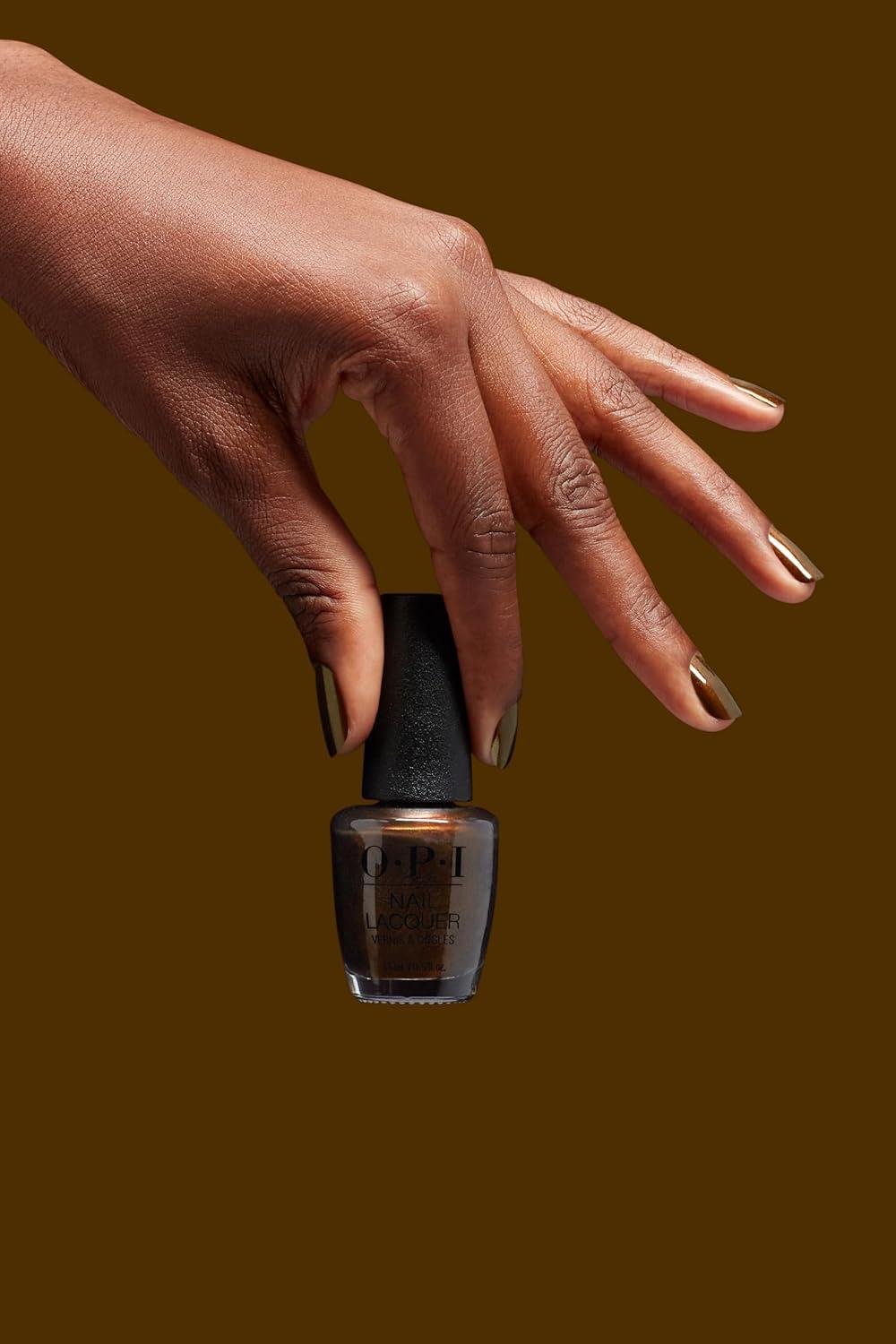imageOPI Nail Lacquer Nail Polish  Opaque Crme and Sheer Nail Polish Shades  Fast Drying Streak Free and Chip Resistant Wear  Whats Your Manitude  Fall 2025Band Tease  SemiSheer Dark Gold Brown Metallic