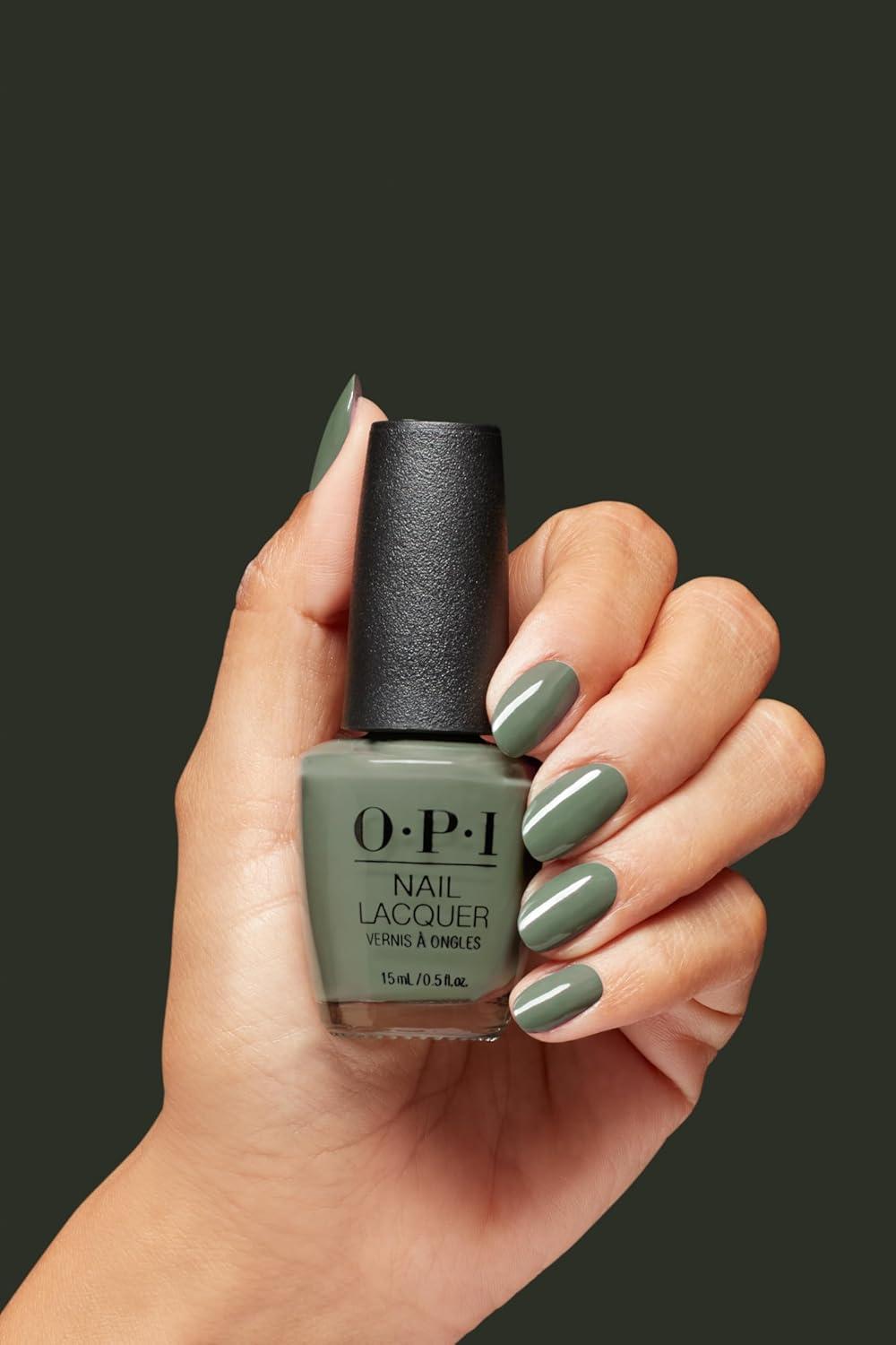 imageOPI Nail Lacquer Nail Polish  Opaque Crme and Sheer Nail Polish Shades  Fast Drying Streak Free and Chip Resistant Wear  Whats Your Manitude  Fall 2025Cargo All Out  Opaque Cool Army Green