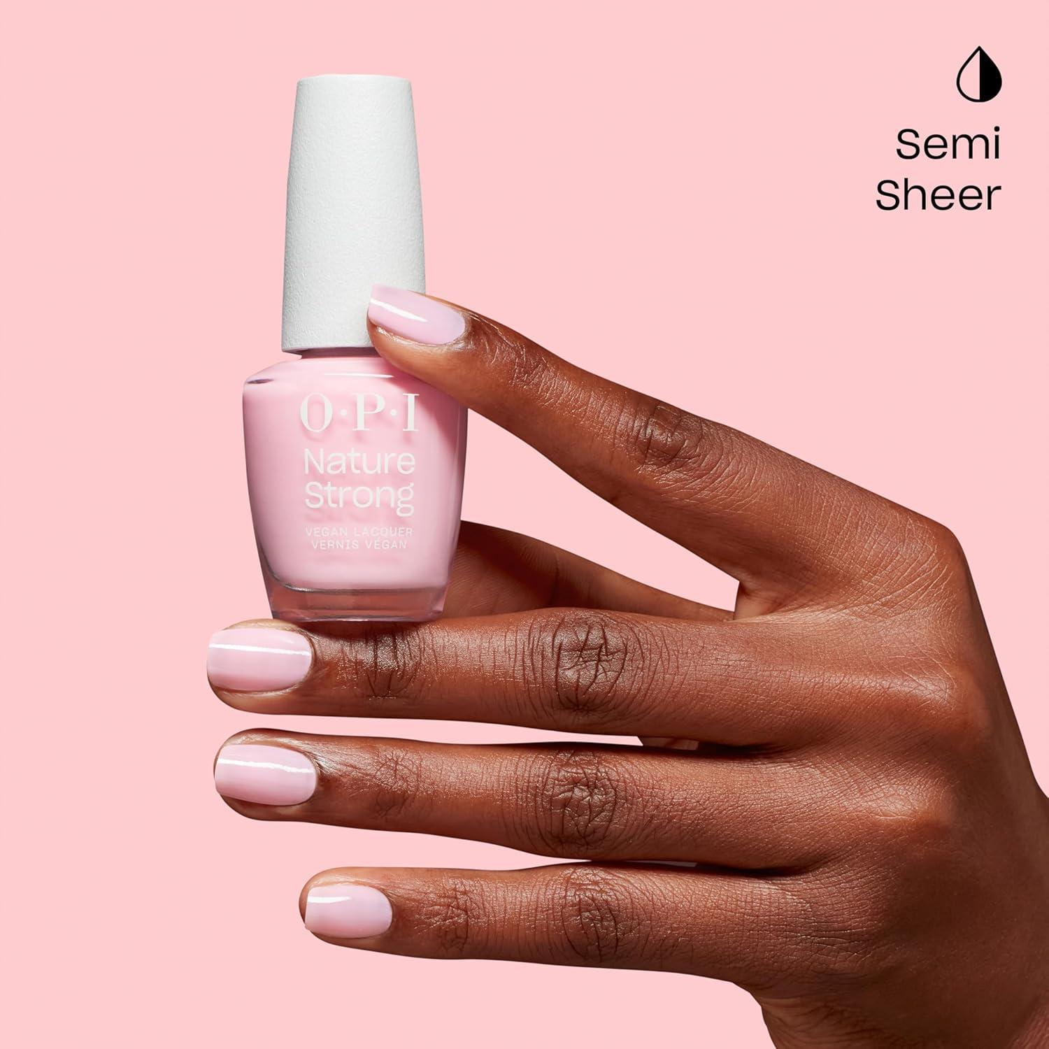 imageOPI Nature Strong Natural Origin 3Step System  Botanical Base Coat Top Coat and Various Nail Polish Colors  High Shine  Color Protection  EcoFriendly Plant Based Vegan ampamp Cruelty FreeBlossom Into Awesome  SemiSheer Soft Warm Pink